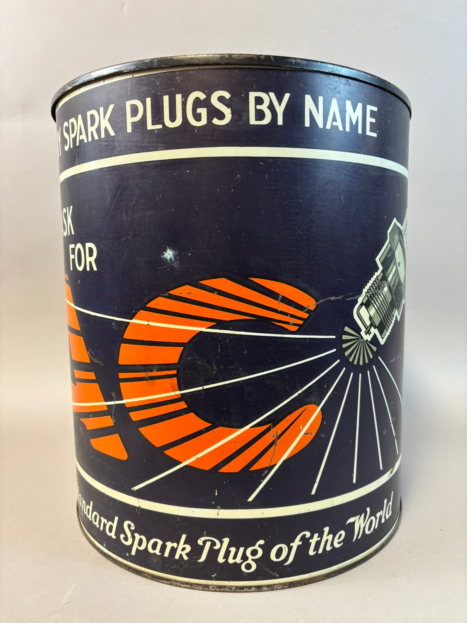 Ask For AC Spark Plugs By Name Tin Countertop Advertising Store Display: Measures 14" x 19"