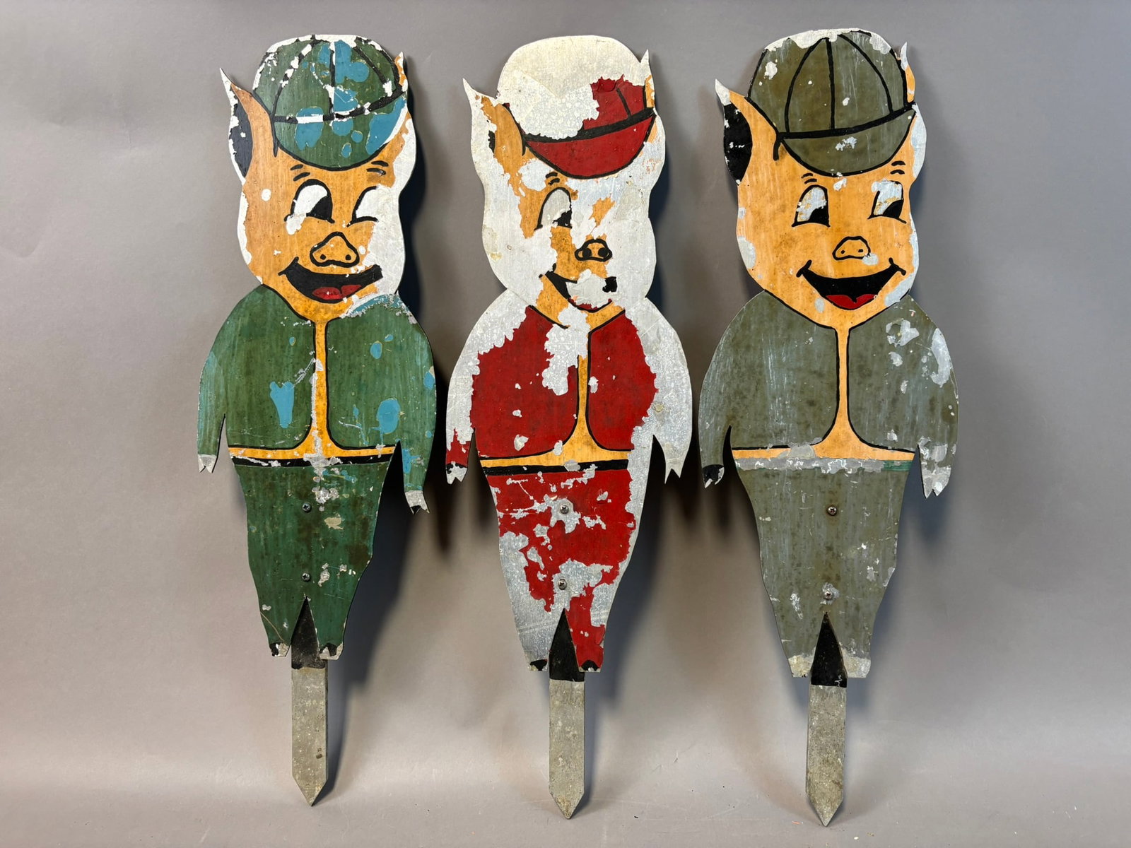 3 Little Piggies Painted Galvanized Metal Advertising Outdoor Signs (1 of 9)