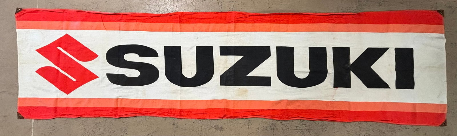 Suzuki Early 1970s Motorcycle Powersports Cloth 9' Advertising Store Banner (1 of 14)