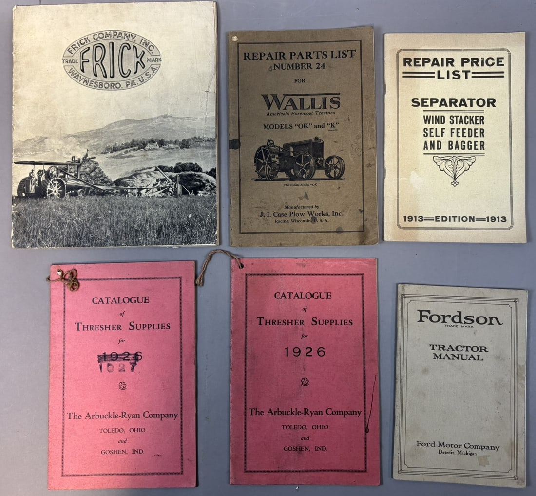 Lot 6 Fordson Wallis 1913 Wind Stacker Arbuckle Ryan Frick Manuals Booklets: 5" x 7.75" to 8.5" x 10"