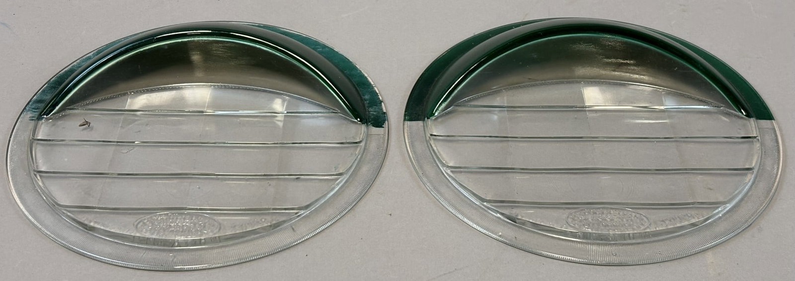 Pair Macbeth Evans Type D 4705 Pat'd 1914 8.625" Green Eyebrow Headlight Lenses: 8.625" diameter - nice original condition