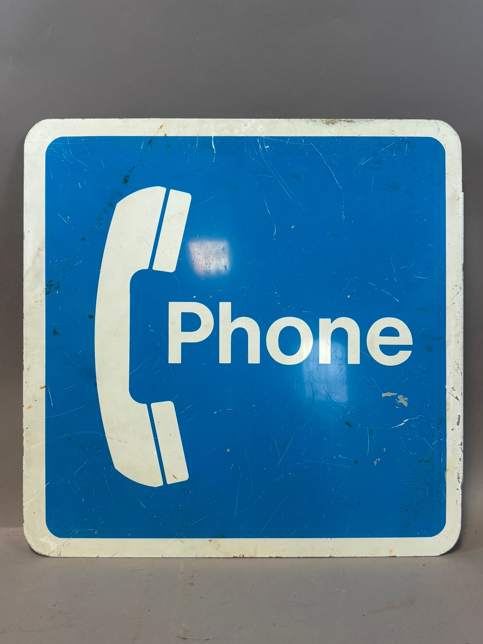 Phone Painted Aluminum 1970s DST Flange Advertising Bell System Sign: 18" x 18" x 2"