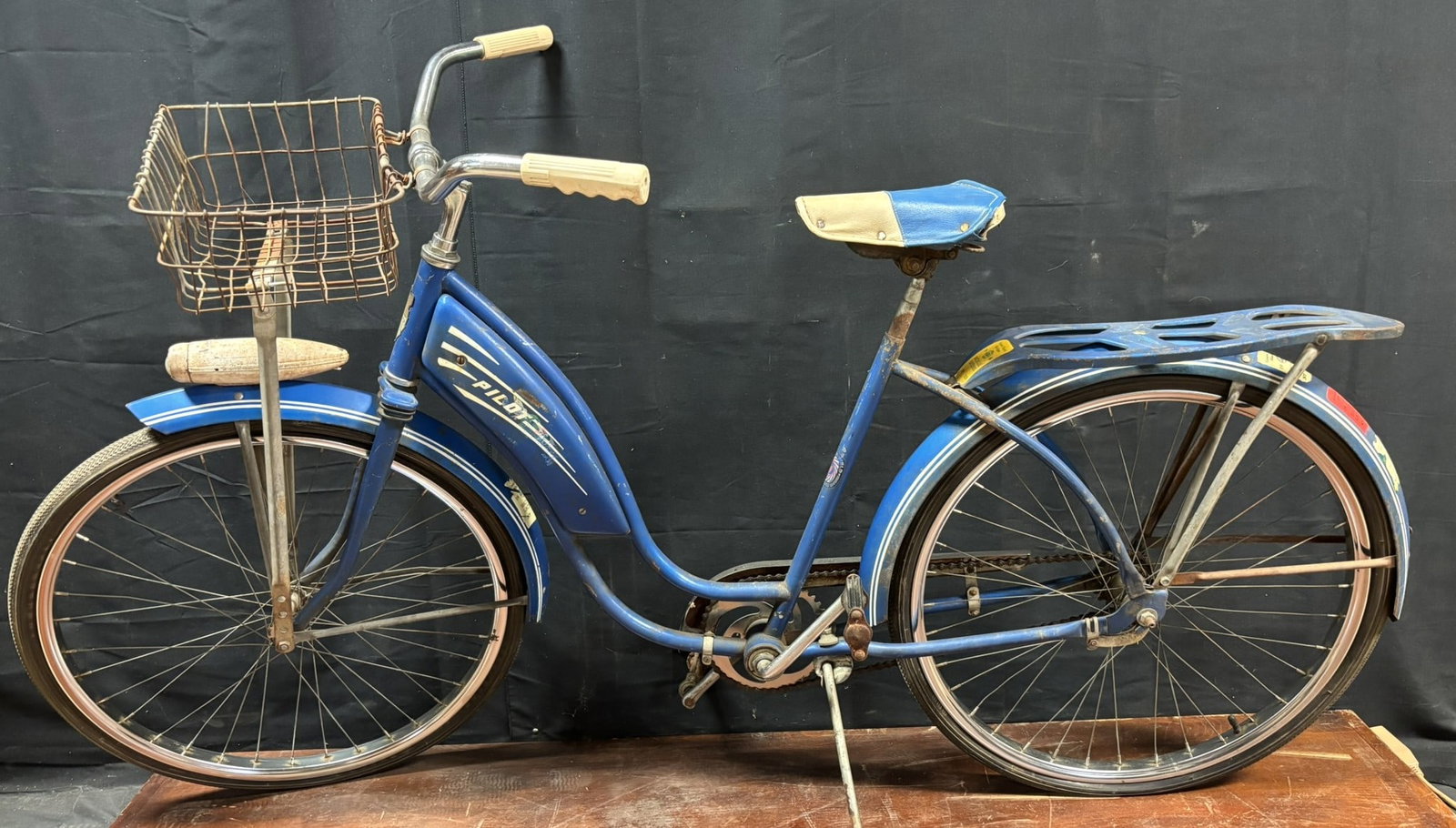 Ca. 1960 AMF PILOT Original Blue Painted Girls Ladies Bicycle: 64" x 25" x 36" - 26" tires