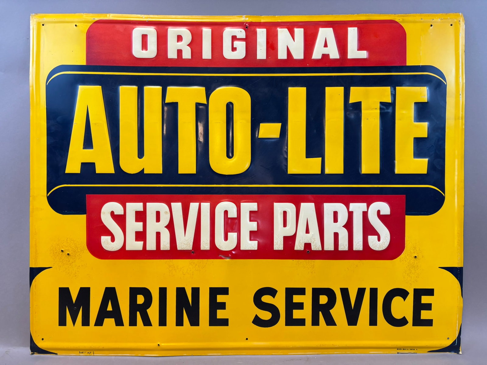 Original Auto-Lite Service Parts Marine Service SST Tin Embossed 30" Sign (1 of 19)