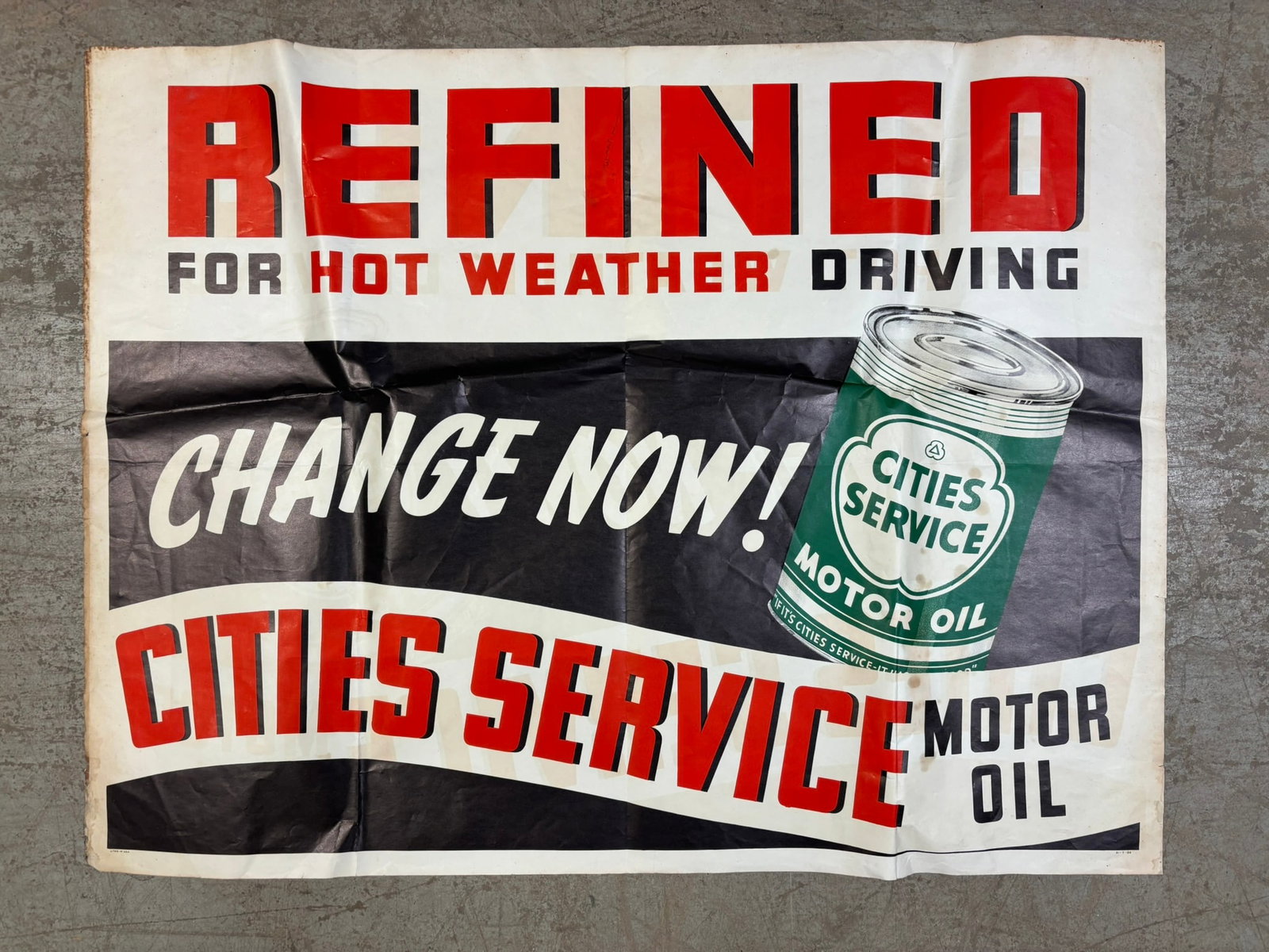Cities Service Refined For Hot Weather 1950 Paper Advertising Motor Oil Sign (1 of 16)