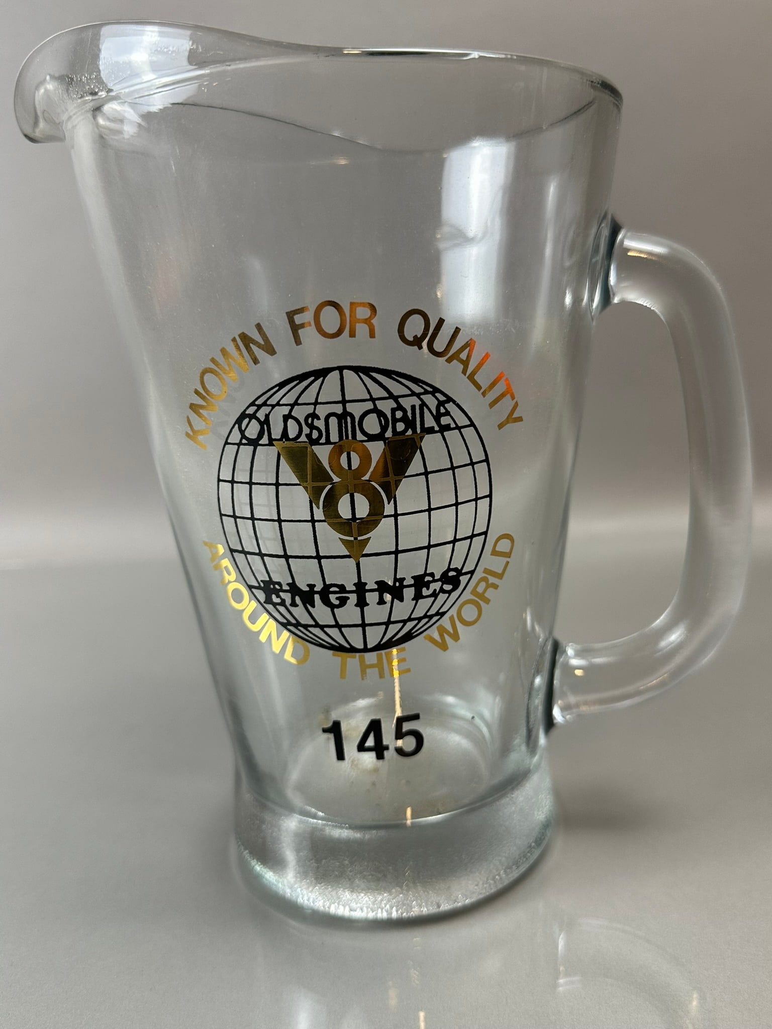 Oldsmobile V8 Engines Known For Quality Around The World Glass Drink Pitcher: See all photos
