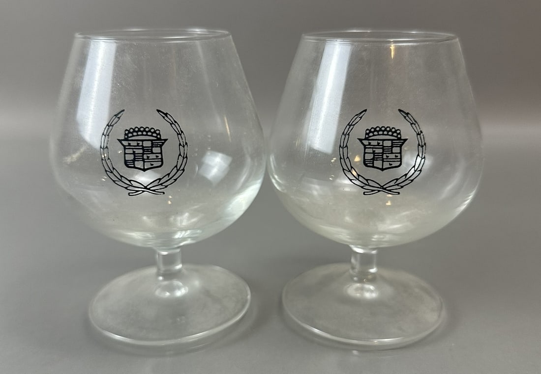 Pair Original 1960s General Motors Cadillac Glass Rocks Glasses: See all photos