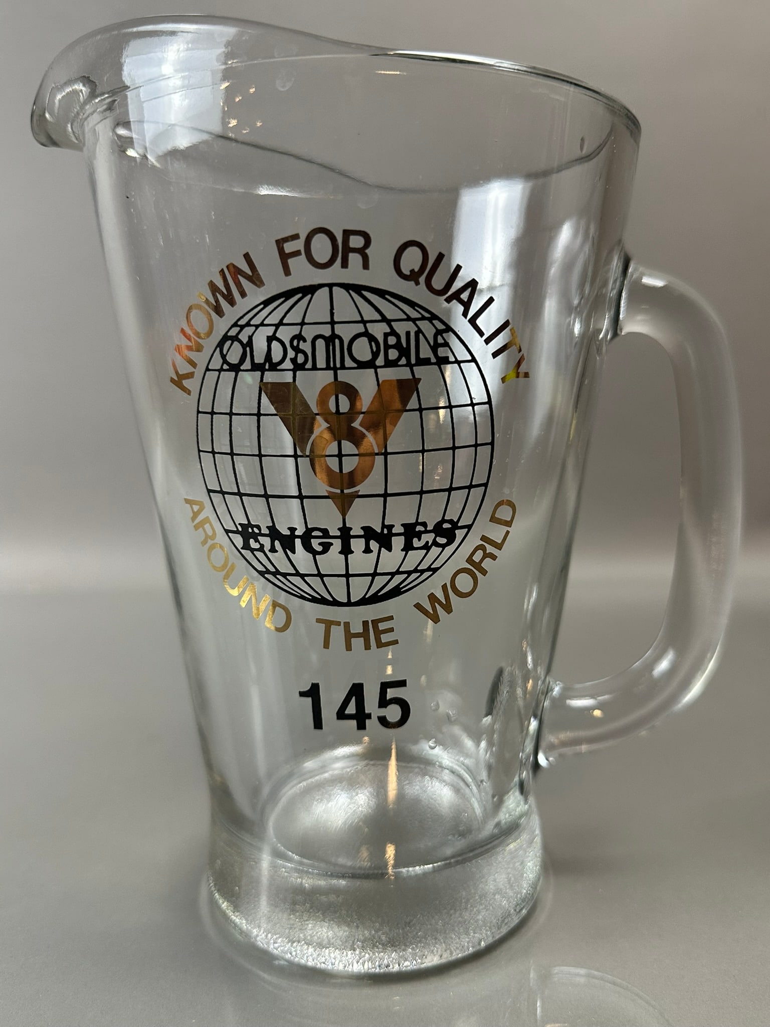 Oldsmobile V8 Engines Known For Quality Around The World Glass Drink Pitcher: See all photos