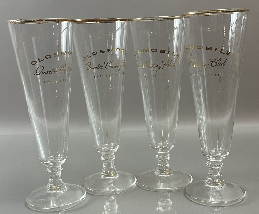 Lot 4 Oldsmobile Quarter Century Club Feb 14 1959 High Ball Drink Glasses (1 of 5)