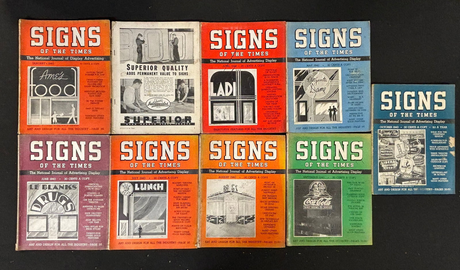 Lot 9 1940 Signs Of The Times Original Advertising Neon Sign Magazines Gas & Oil (1 of 20)