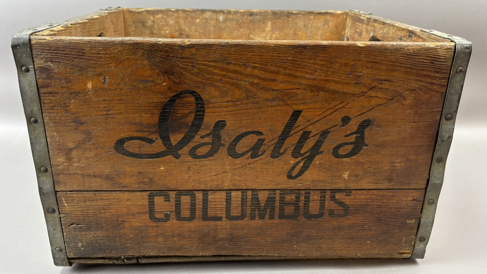 1930s Isaly's Columbus Ohio Dairy Bottle Wooden Shipping Crate Carrier: 16.5" x 13" x 10.5"