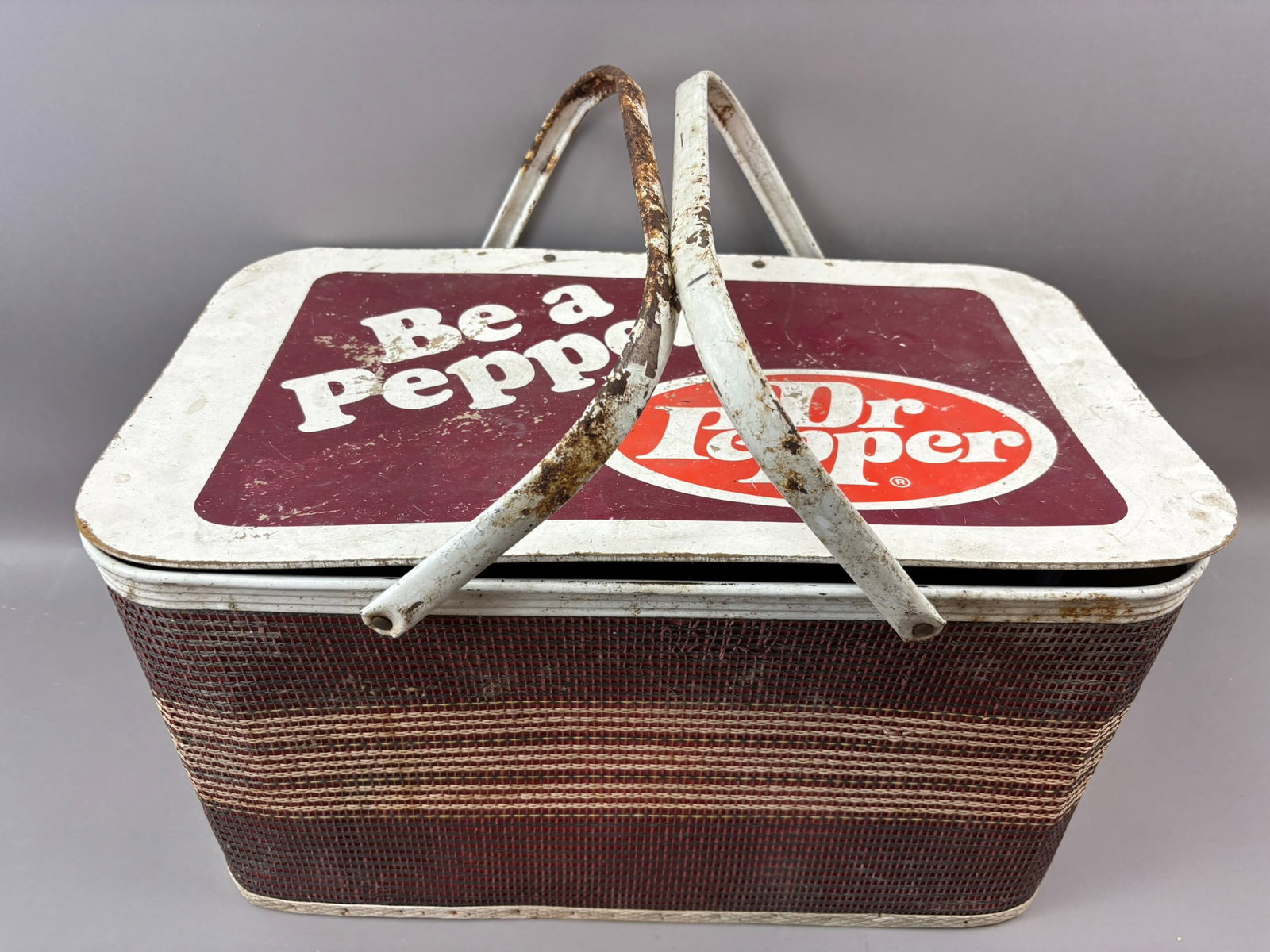 Dr Pepper Be A Pepper Original Soda Pop Advertising Lunch Picnic Basket Carrier (1 of 14)