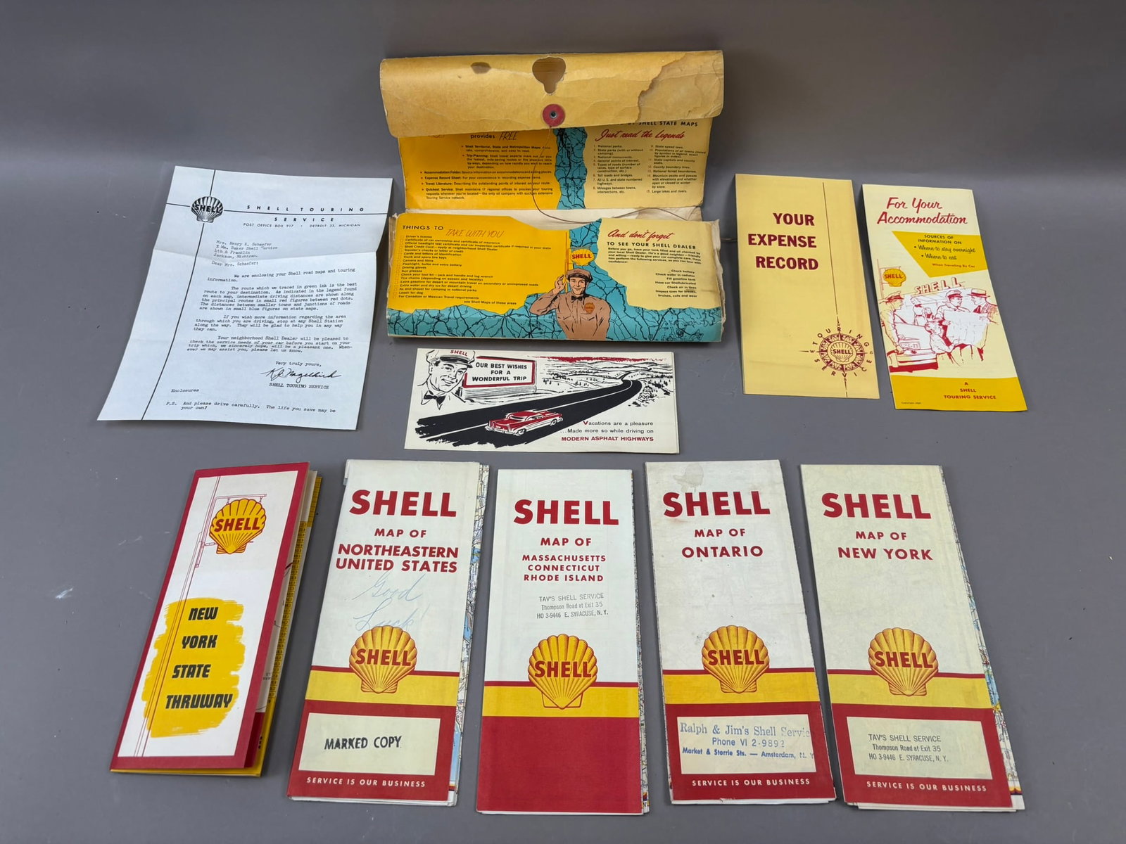 Lot 10 1950s Shell Road Trip Brochure Booklet Maps Expense Records NY MA CT RI: See all photos
