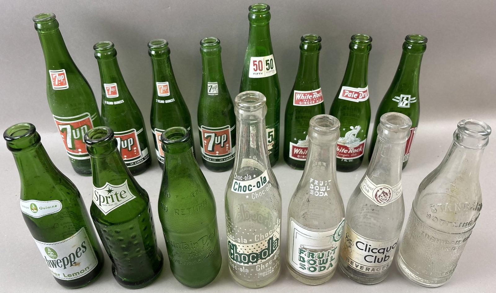 Lot 15 7up Sprite Choc-ola Clicquot Club Fruit Bowl Soda White Rock ACL Bottles: See all photos