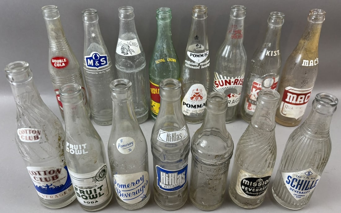 Lot 15 Pommac Sun Rise Mac's Hi-Klas Schille Kist M&S 50s Big Chief ACL Bottles: See all photos