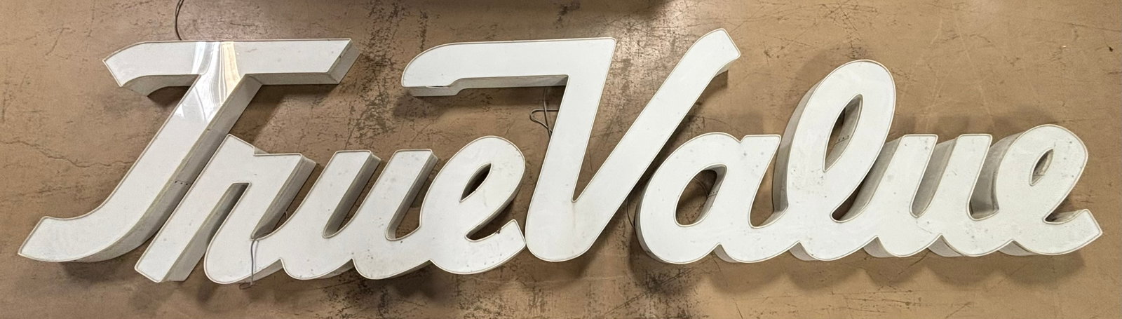 True Value Hardware Plastic Lighted Advertising 166" Wide 1970s Sign: 166" wide x 41" x 5.5" thick - untested