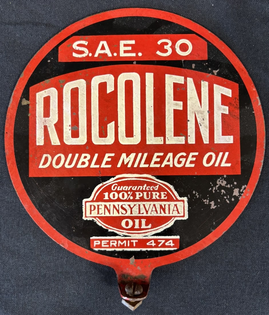 Rocolene 100% Pure Original Metal Lubester Paddle Sign (1 of 8)