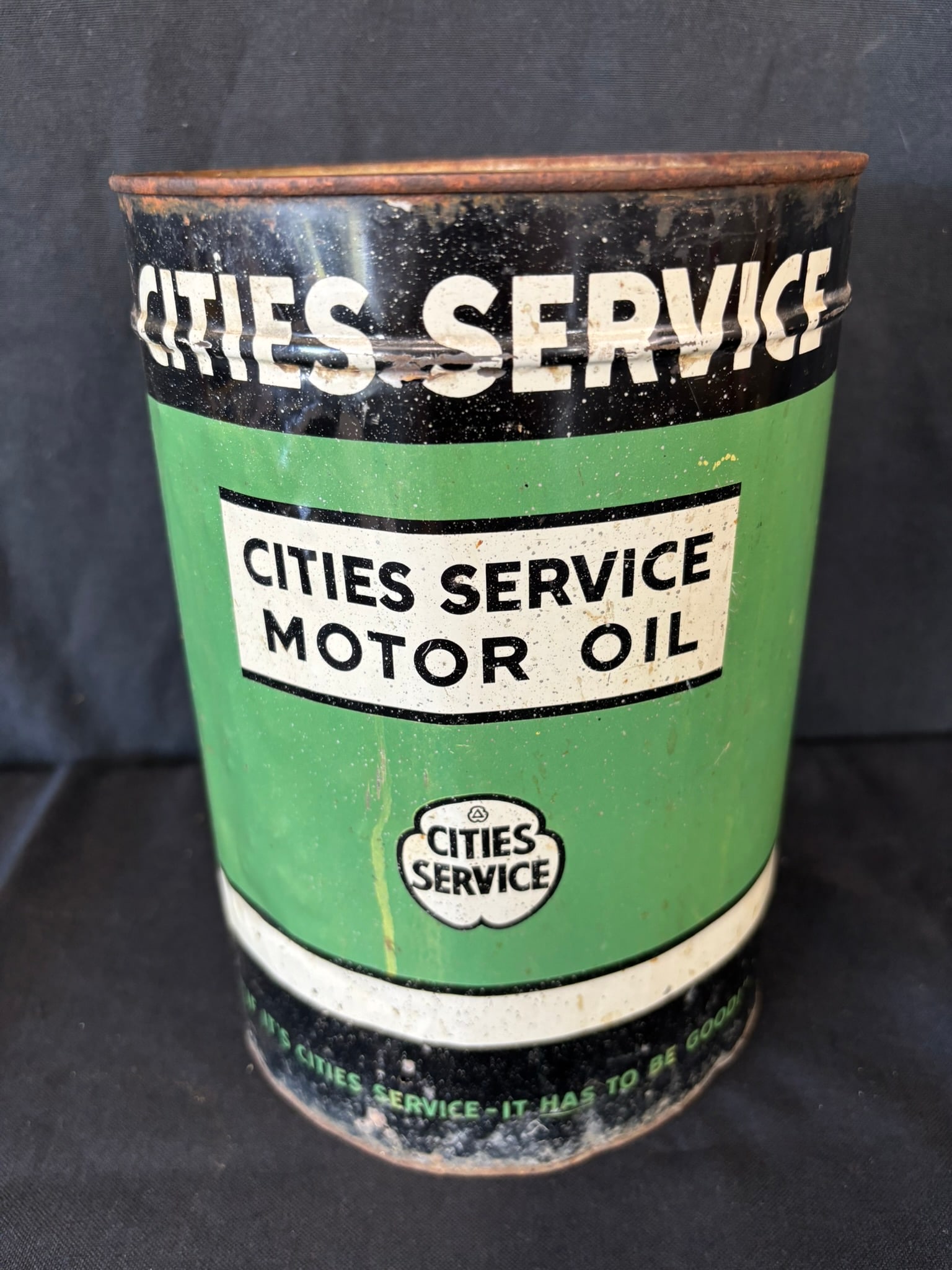 Cities Service 1940s 5 US Quart Metal Motor Oil Can: Missing the bottom. Overall good condition. See all photos.