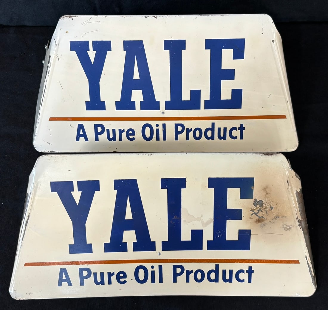 Yale Tires Original A Pure Oil Product Metal Tire Rack Sign: Made by Cardinal Products Barnesville Ohio - measures 15" wide.