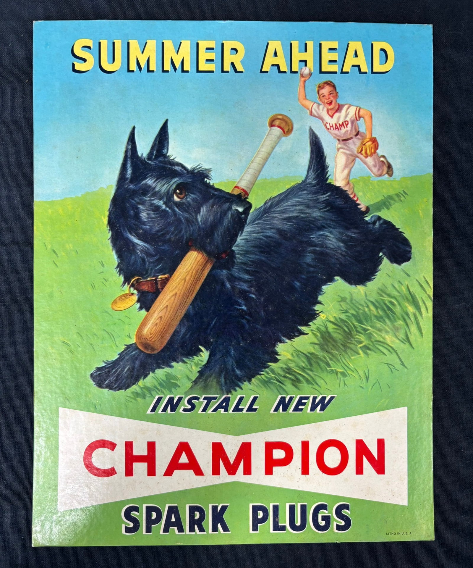 Champion Spark Plugs Summer Ahead Cardboard Baseball Sign (1 of 9)