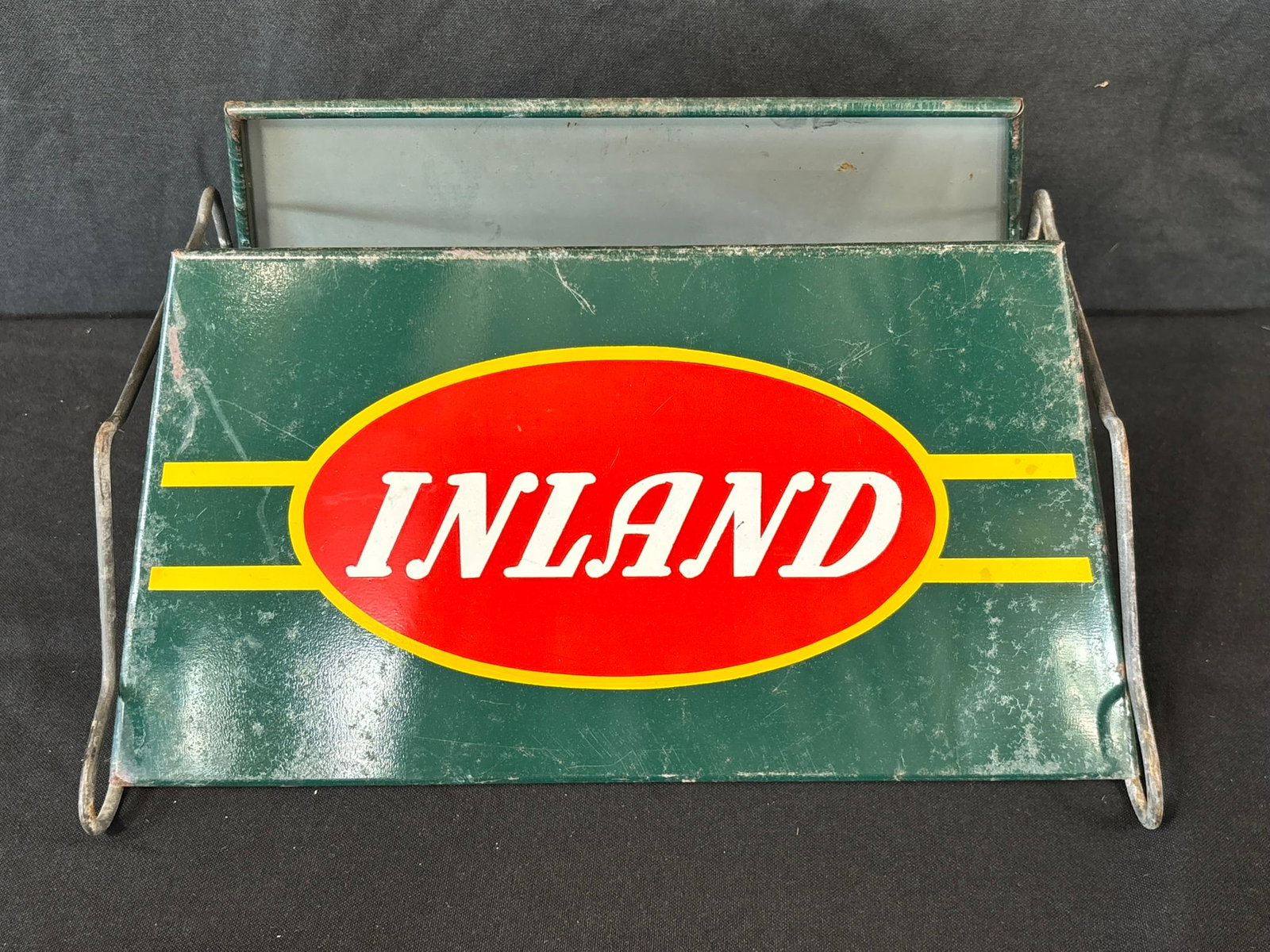 Inland Tires Painted Metal Advertising Tire 1950s Rack: Great original graphics. Wear as shown. See all photos for a better idea on condition.