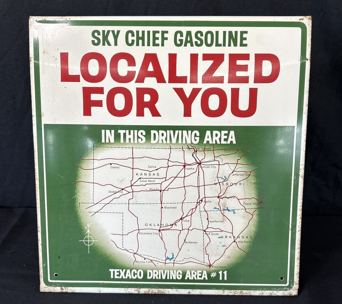 Sky Chief Gasoline For You DST Texaco Metal Rack Topper Sign (1 of 9)