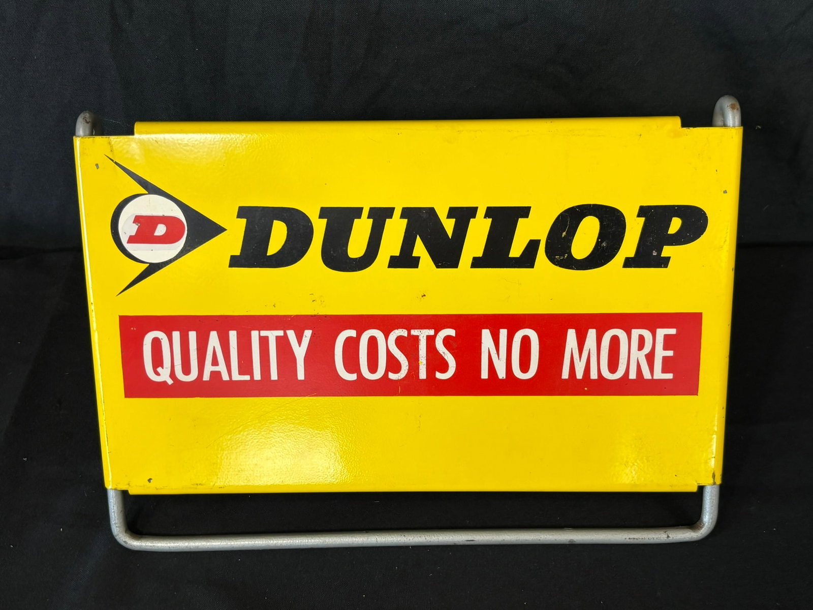 Dunlop Quality Costs No More Painted Metal Tire Rack Display: 15" x 10.5" - great original tire rack.