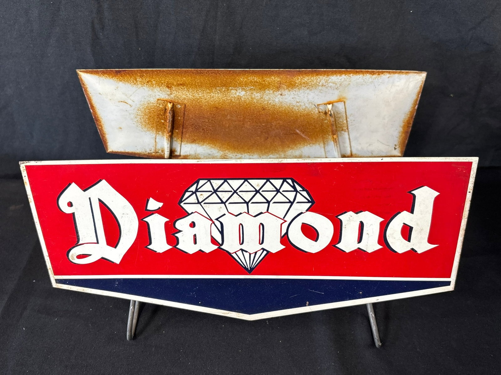 Diamond Tires Painted Metal Store Display Tire Rack: 15" x 9" roughly - great original tire rack! Strong example.