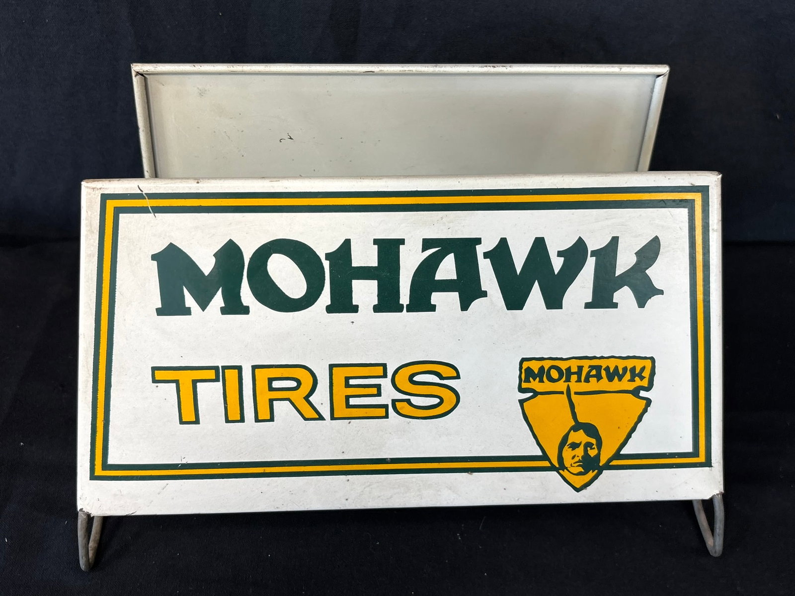 Mohawk Tires Original Painted Metal Store Display Tire Rack: 14" x 9" - great original condition