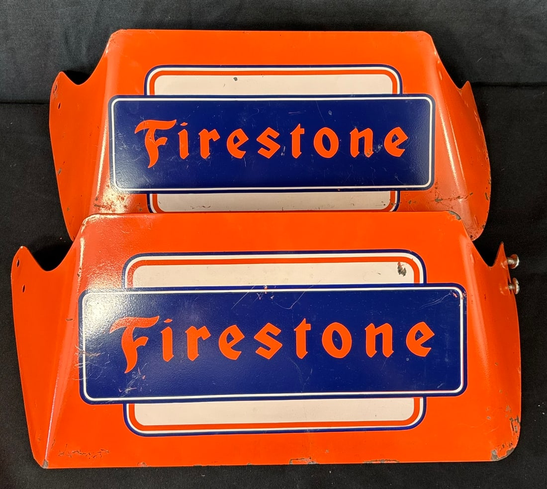 Firestone Original Painted Metal 40s Store Display Tire Rack: Great original graphics. Wear as shown. See all photos for a better idea on condition.