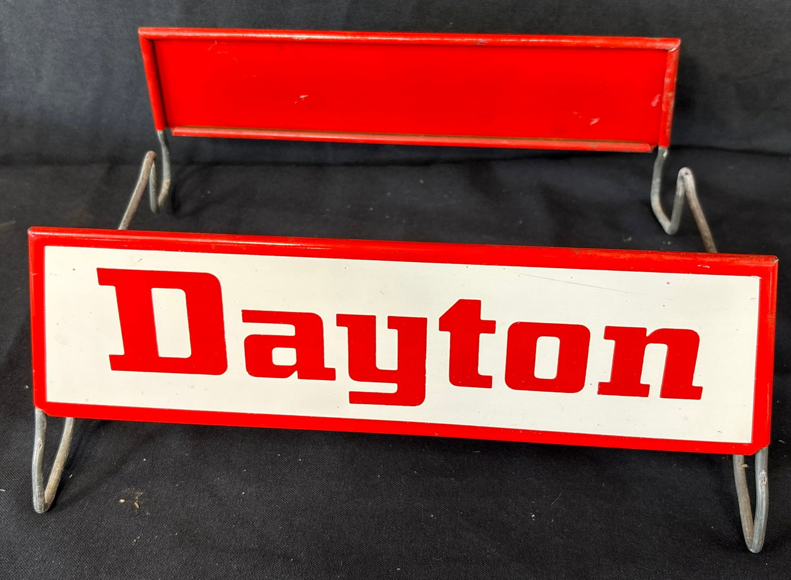 Dayton Painted Metal Original Store Display Tire Rack: Great original graphics. Wear as shown. See all photos for a better idea on condition.