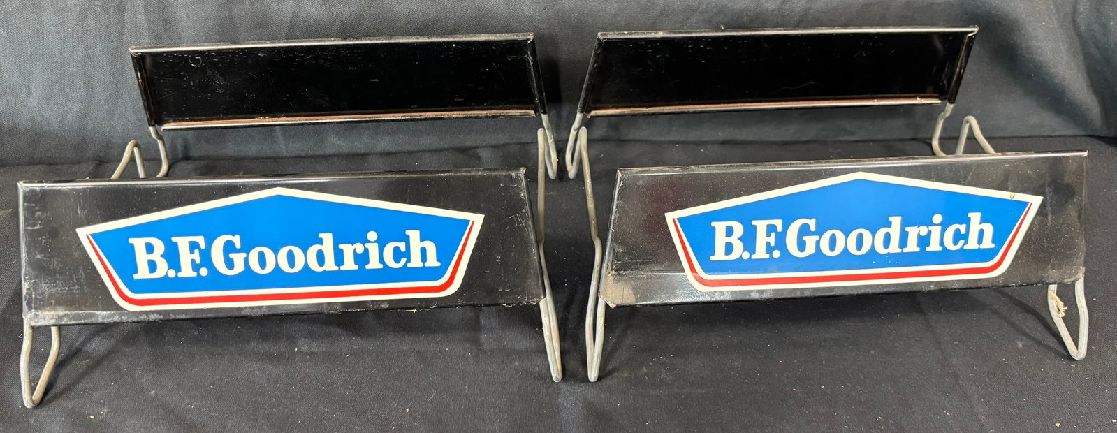Pair B.F. Goodrich Metal Store Display Advertising Tire Rack: 13" x 6" roughly