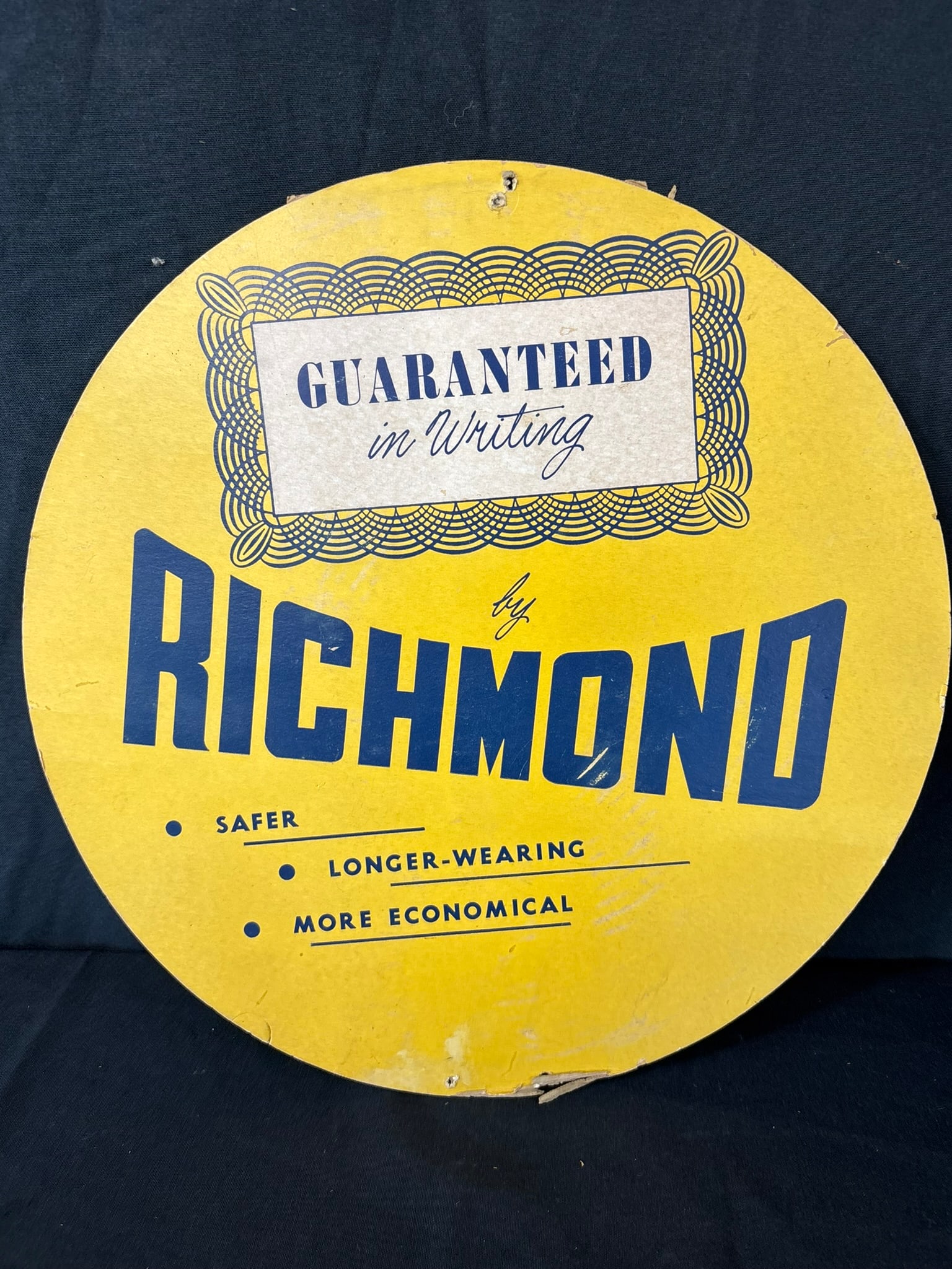 Richmond Tire 40s Cardboard Service Station Tire Insert Sign (1 of 4)