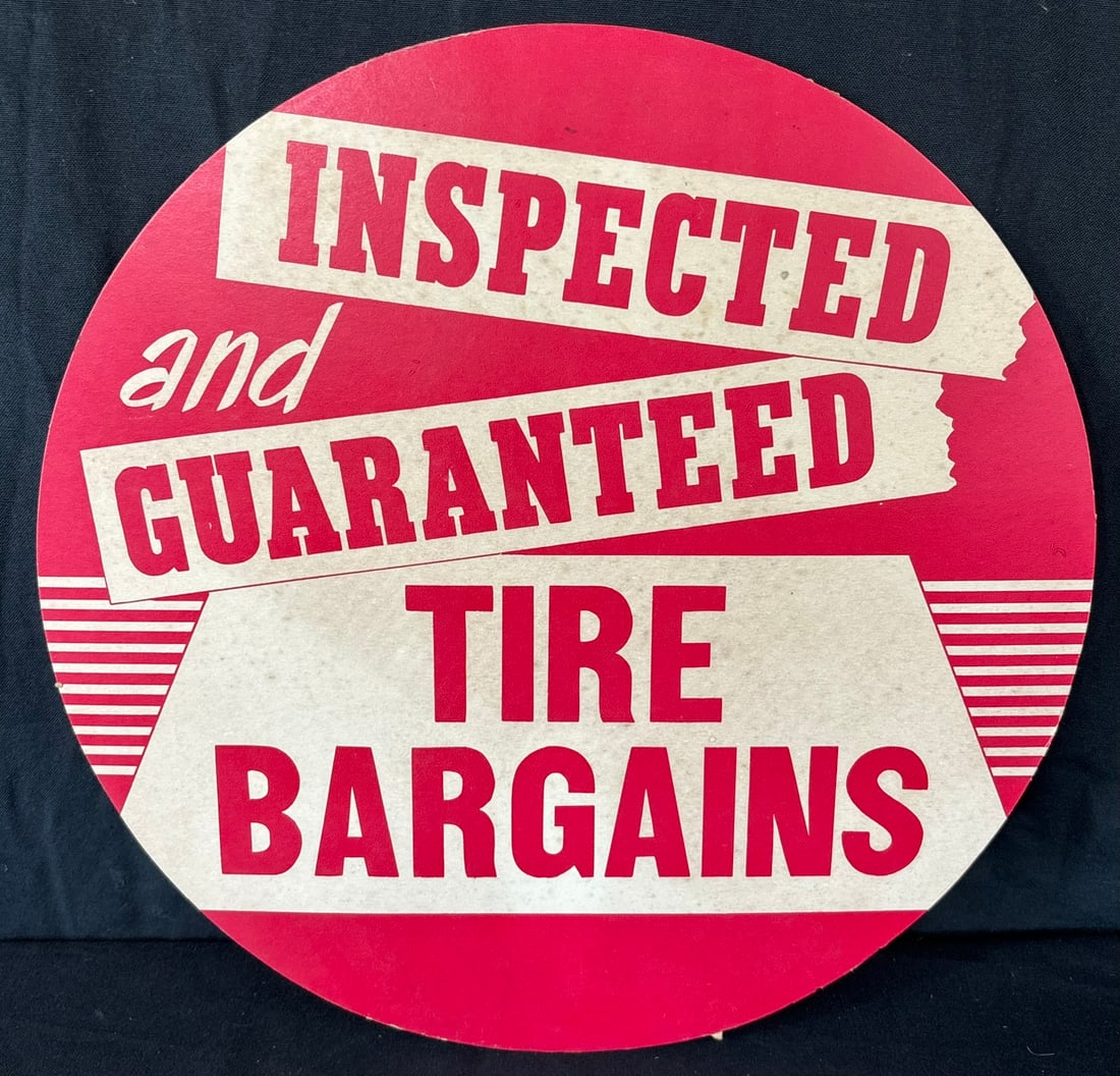 Inspected Guaranteed Tire Bargain Cardboard Tire Insert Sign: TAC #062985 16.5" diameter