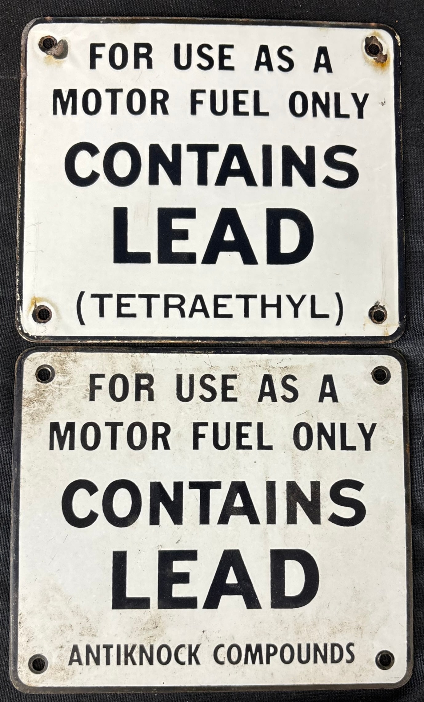 2 Contains Lead Antiknock Compounds Porcelain Gas Pump Plate (1 of 6)