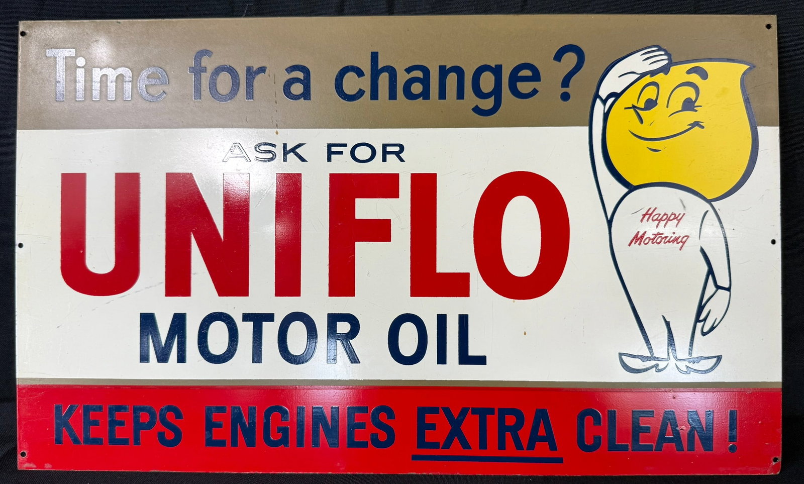 Uniflo Motor Oil Keeps Engines Clean SST Painted Metal Sign: 17.5" x 10.5"