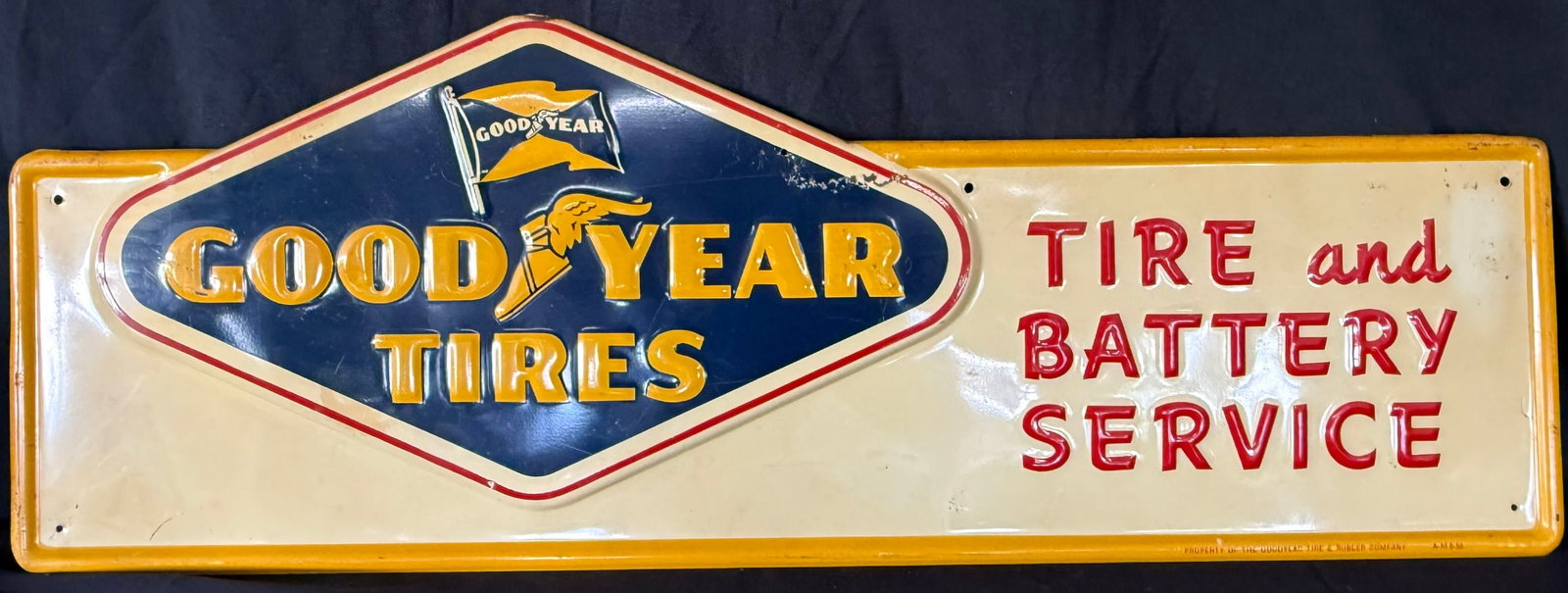Goodyear Tires Tire Battery Service Embossed SST Metal Sign (1 of 9)