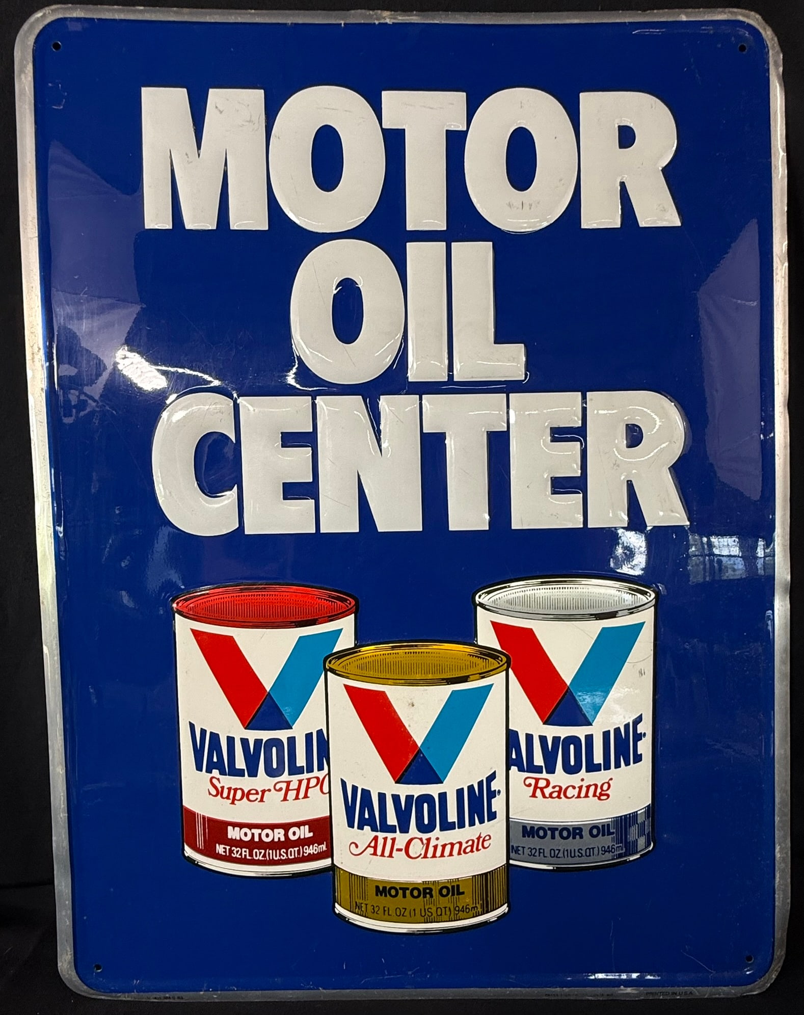 Valvoline Motor Oil SST Embossed Metal Advertising Sign: 24" x 18"