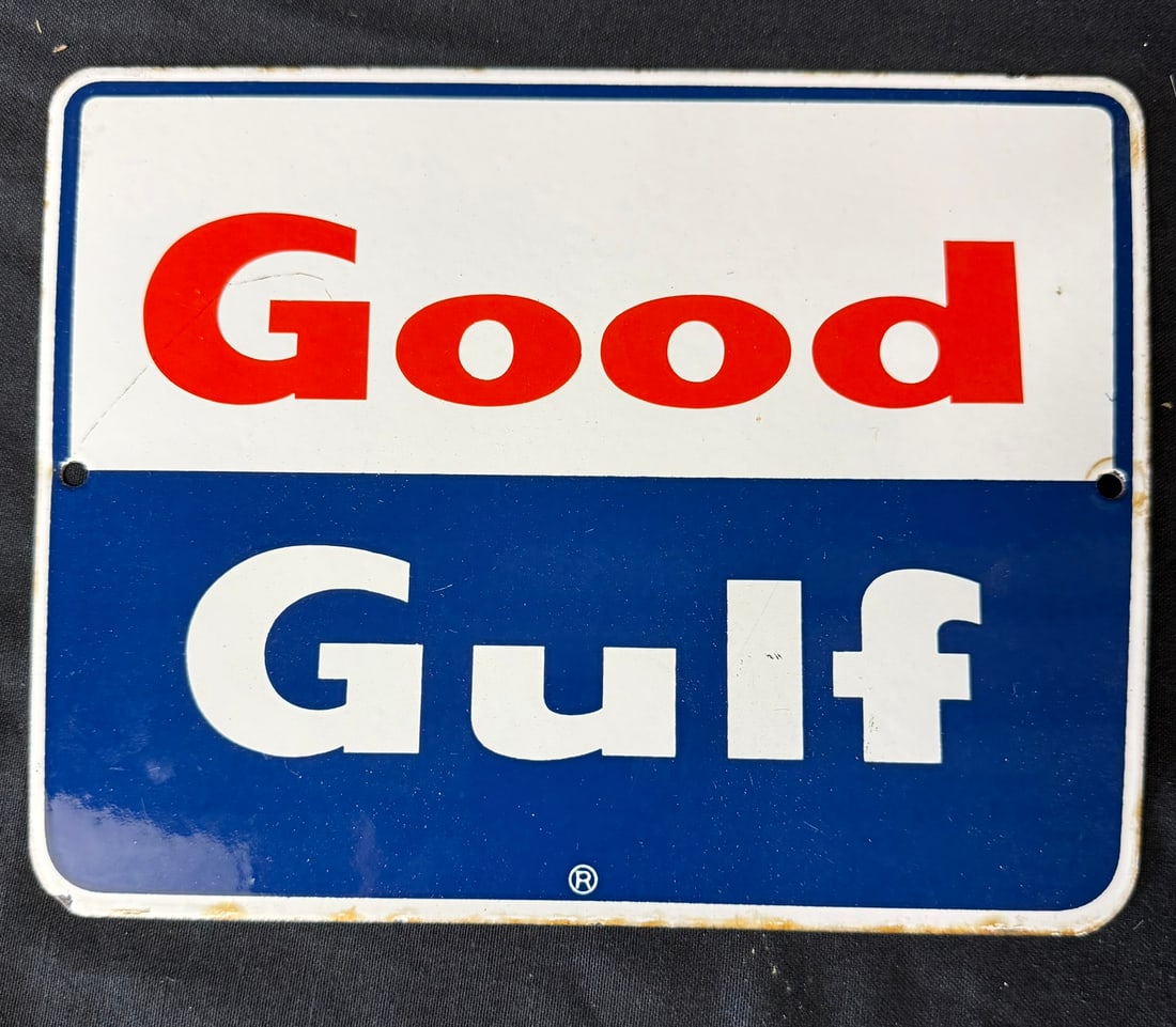 Good Gulf SSP Porcelain Gas Pump Sign: 11" x 8.5"
