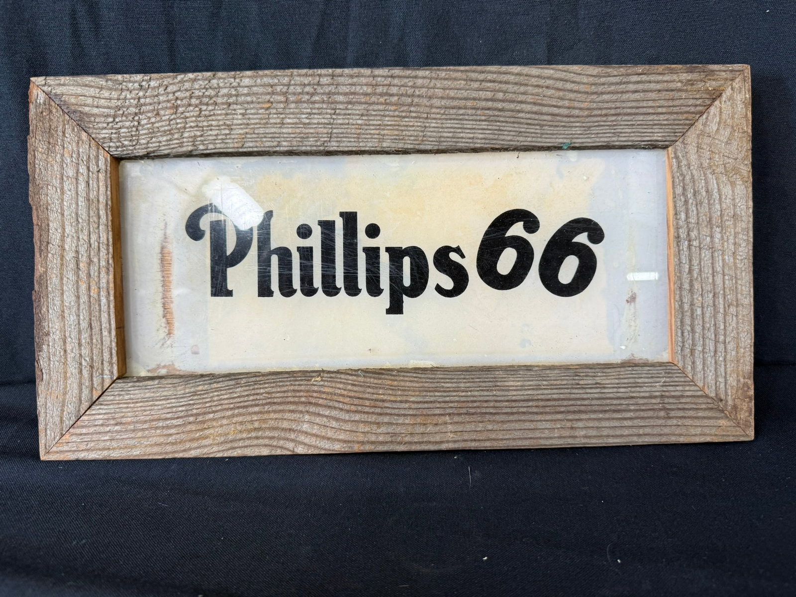Phillips 66 Wood Framed Gas Pump Advertising Glass: 15" x 8" overall