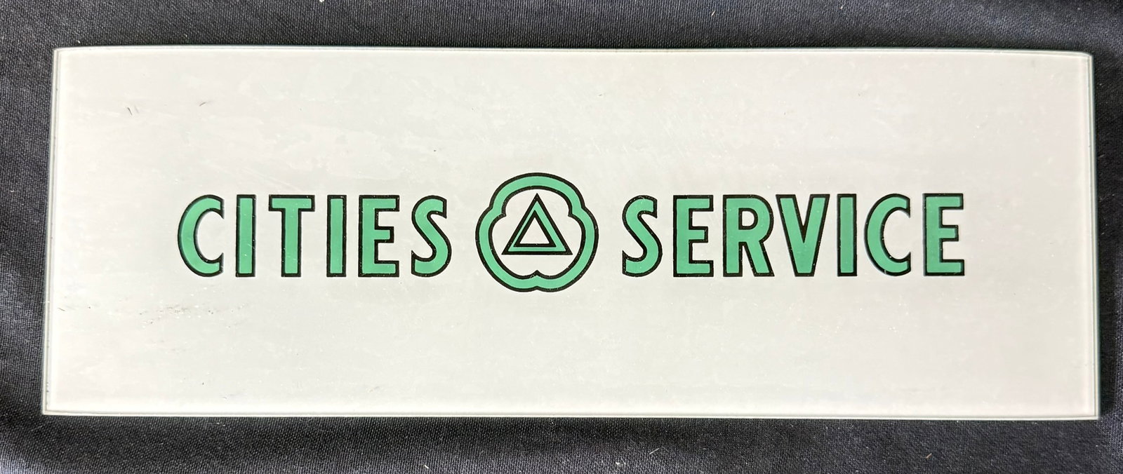 Cities Service Gas Pump Advertising Glass Sign: 12" x 4"