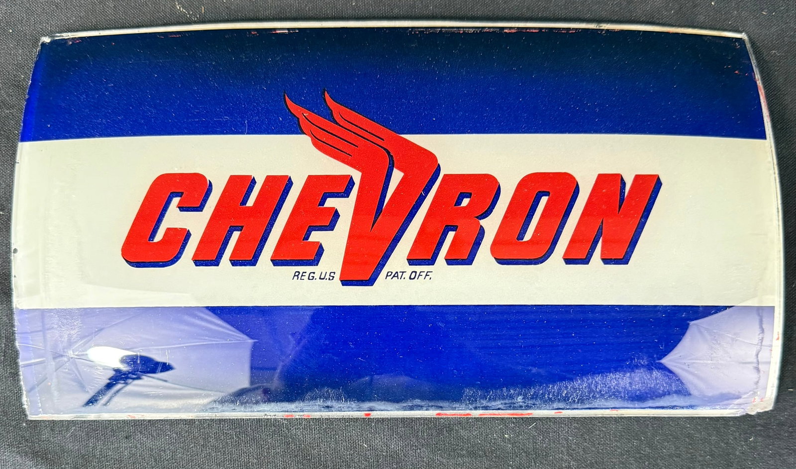 Chevron Gas Pump Curved Advertising Glass Sign (1 of 8)