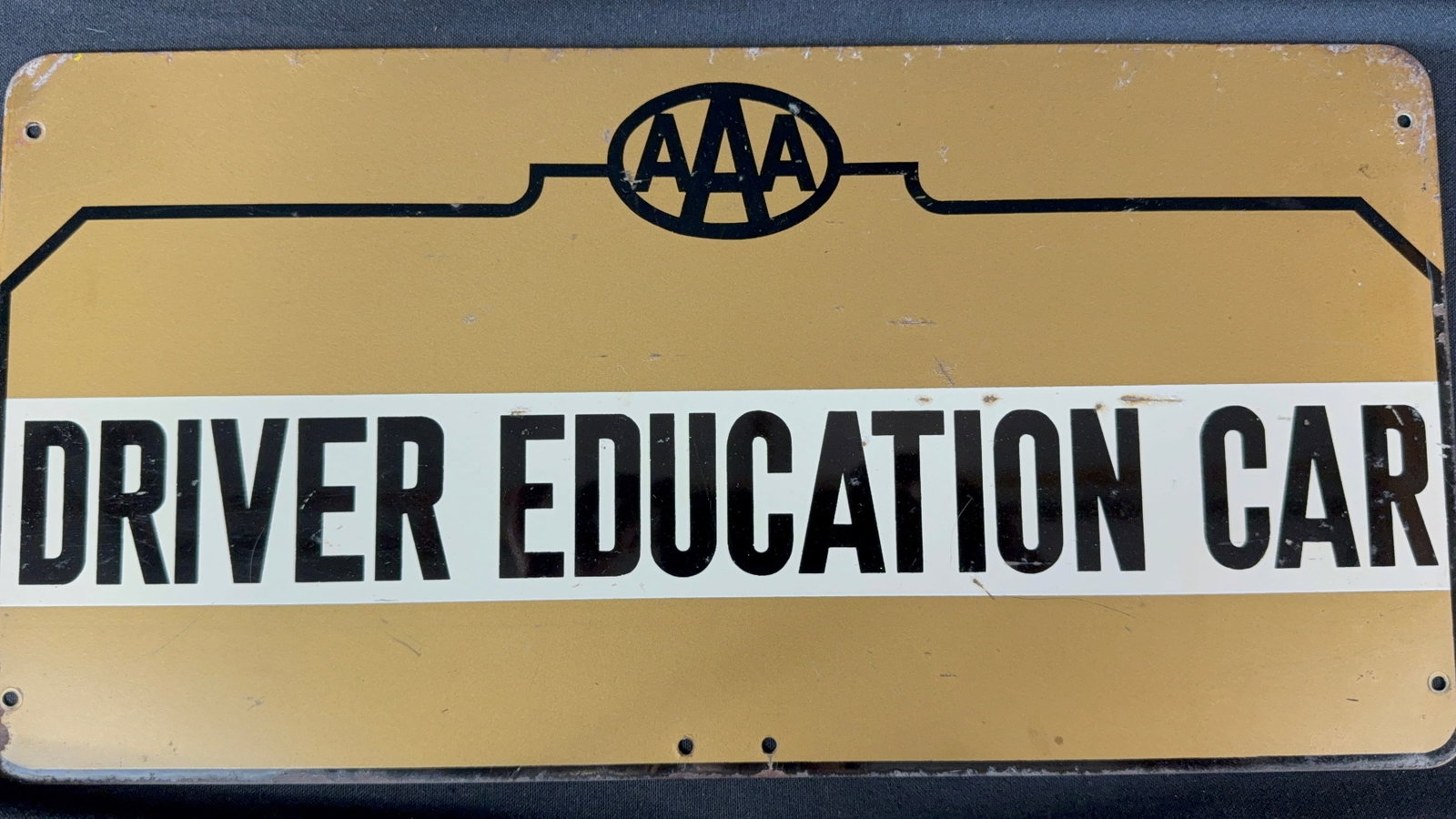 AAA Driver Education Car SST Painted Metal Advertising Sign: 18" x 9"