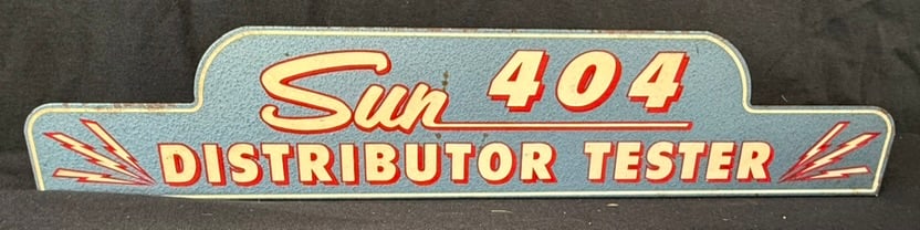Sun 404 Distributor Tester Cast Aluminum Machine Topper Sign: 19.5" x 4"