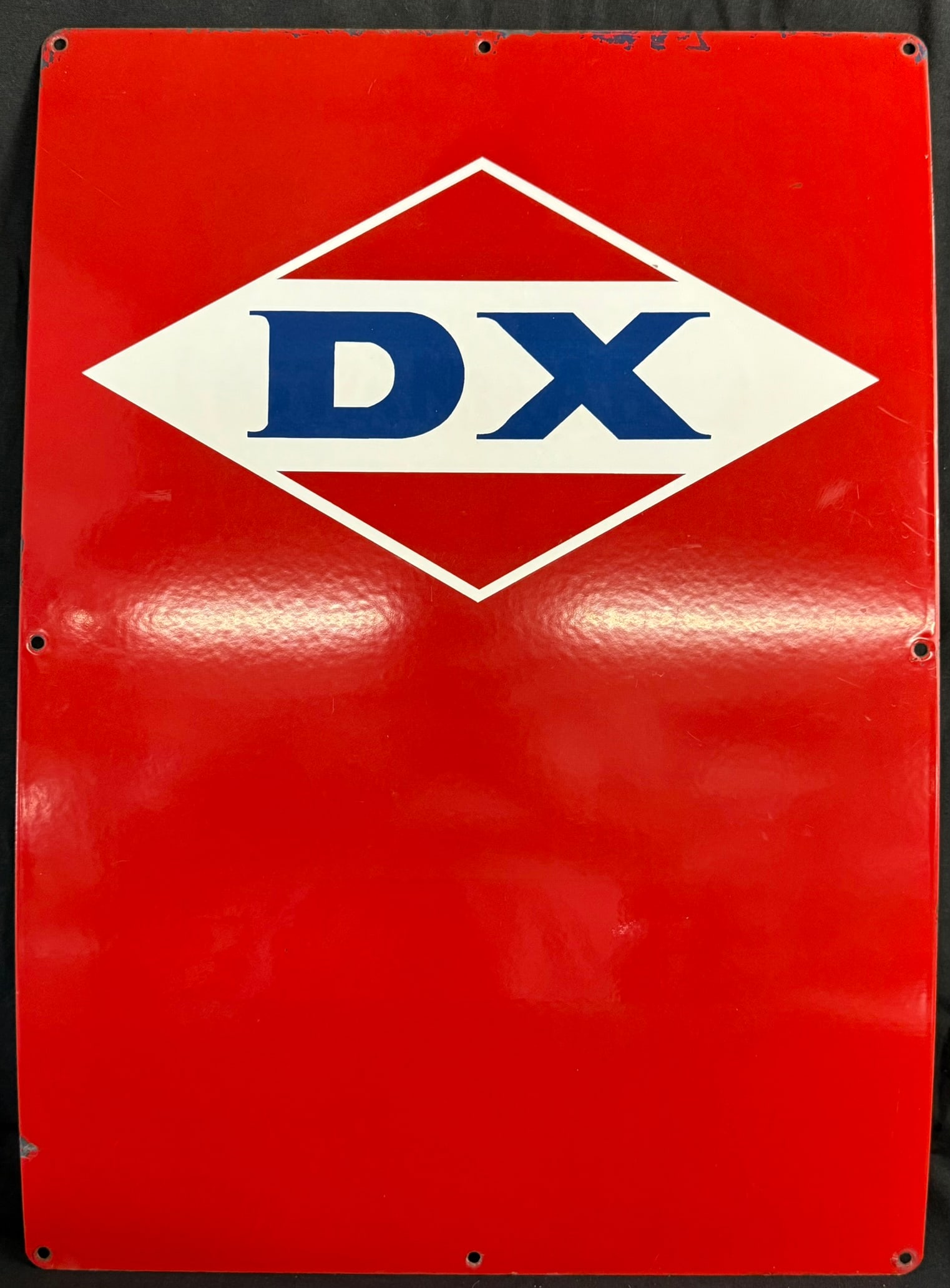 DX SSP Porcelain Gas Pump Advertising Sign: 26" x 18.5"