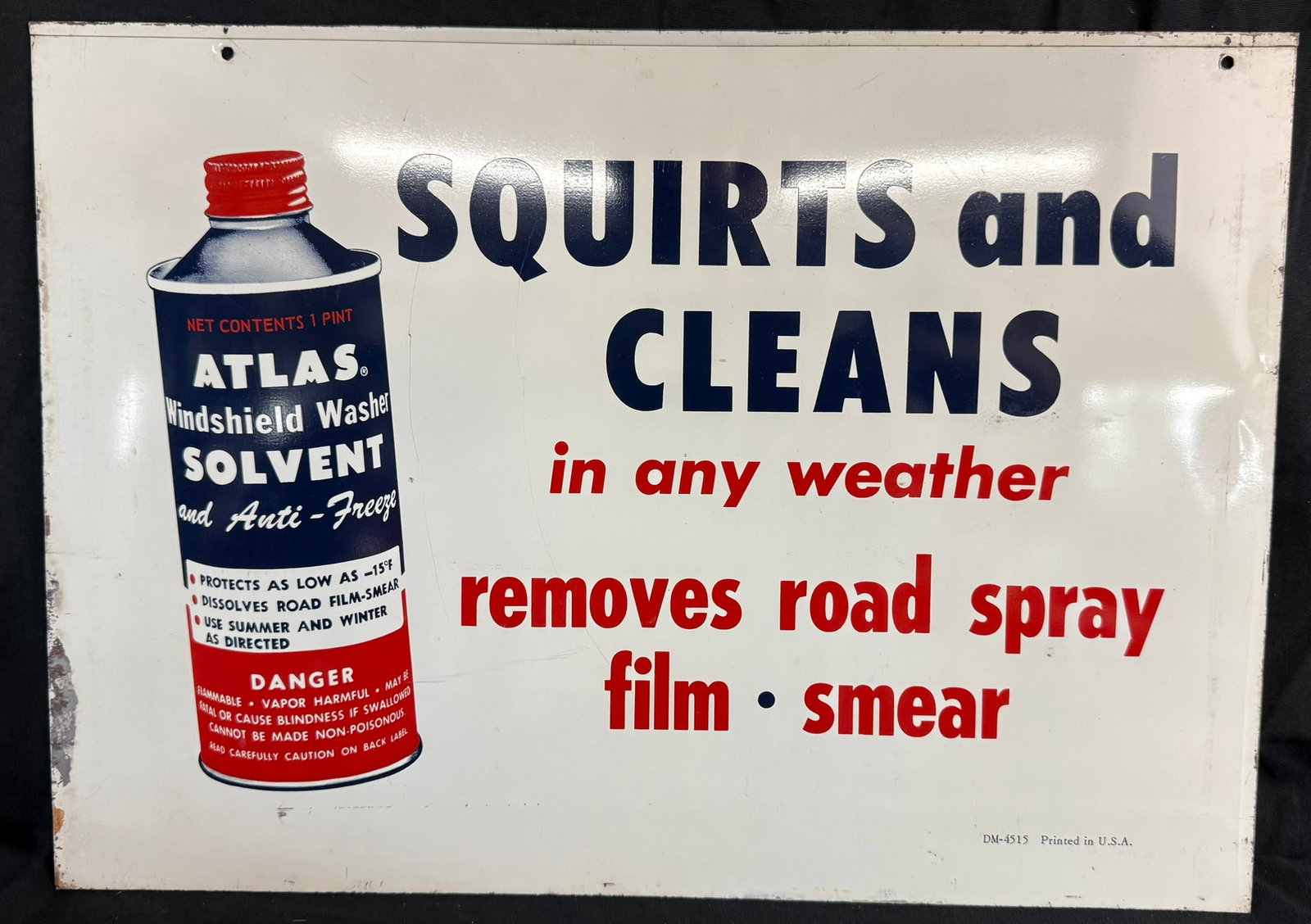 Atlas Squirt Clean Windshield Washer Solvent SST Metal Sign: 23" x 16"