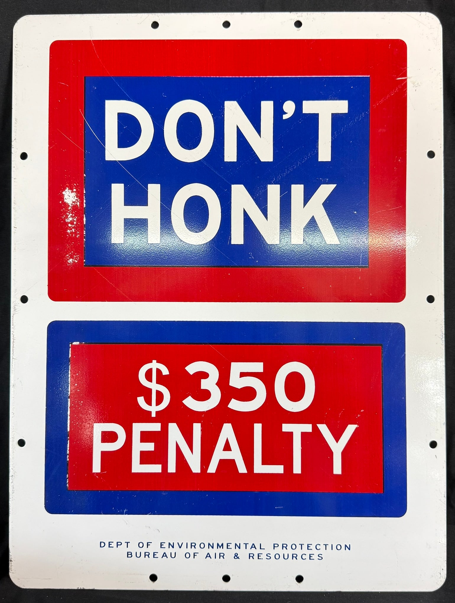 Don't Honk $350 Penalty Bureau Air Resources New York Sign: 24" x 18"