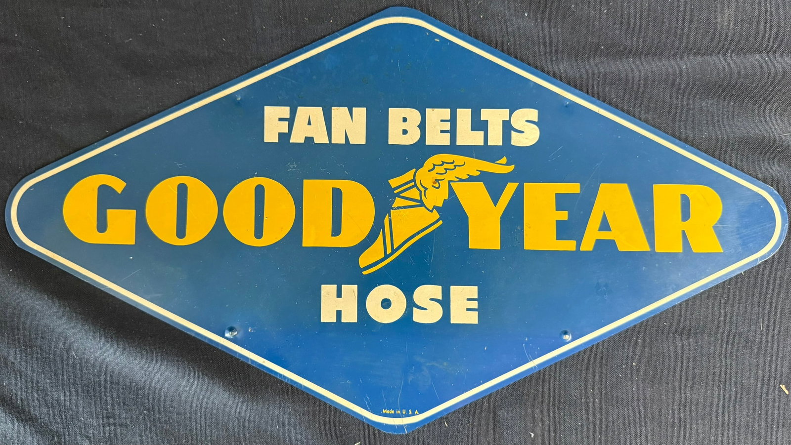 Goodyear Fan Belts & Hose SST Store Display Tire Rack Sign: 17.5" x 9.5"