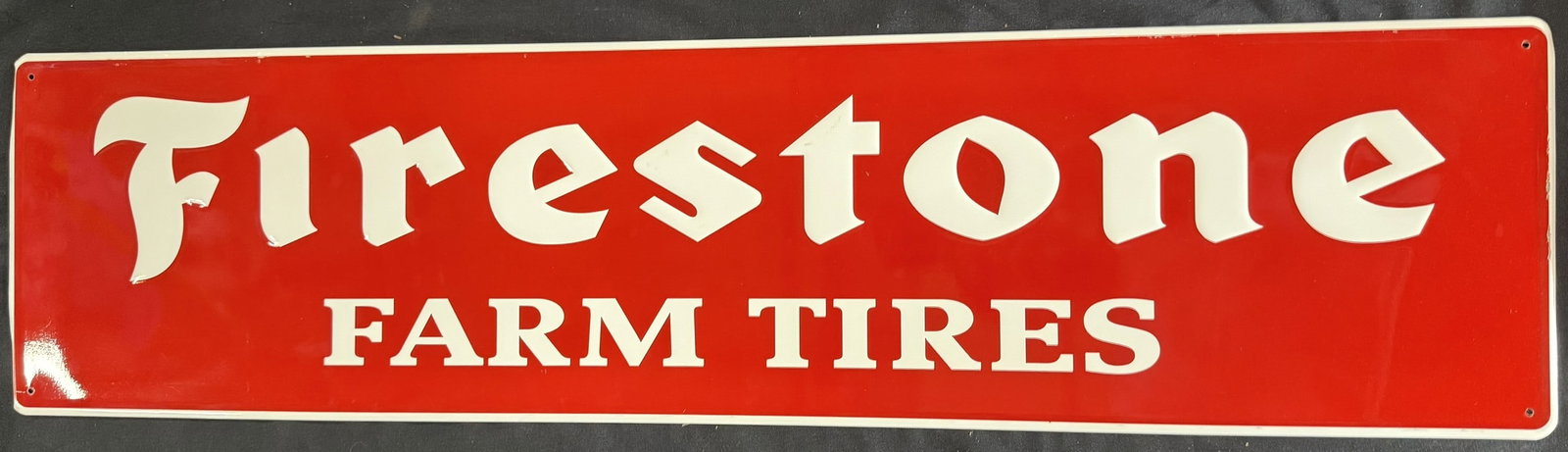 Firestone Farm Tires Painted Metal Embossed Horizontal Sign (1 of 7)