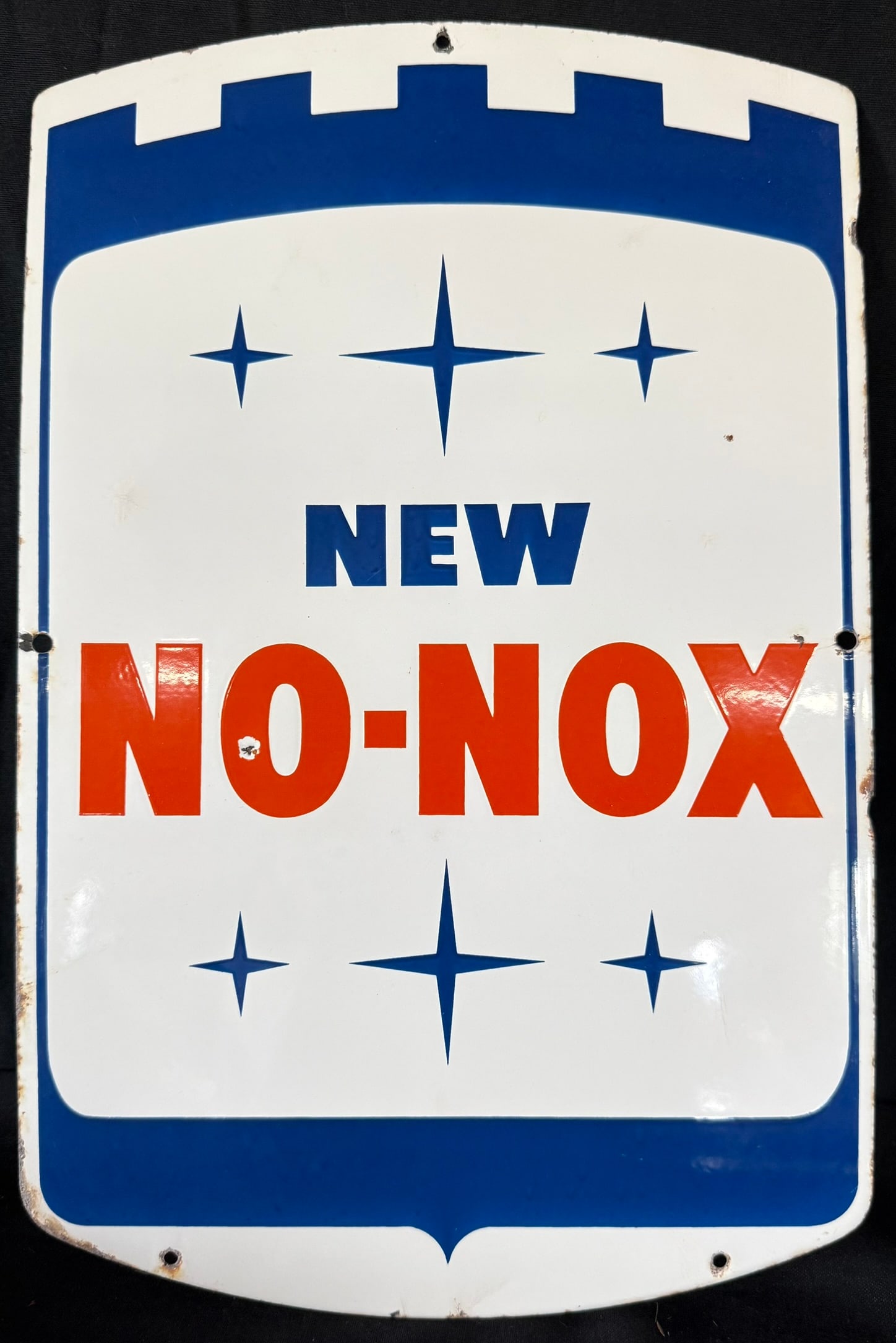 Gulf No-Nox SSP Porcelain Gas Pump Plate: 11.25" x 17.5"